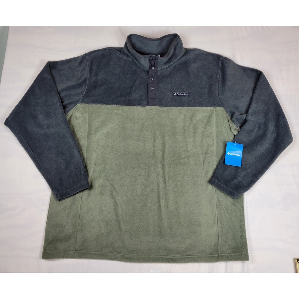 Columbia Steens Mountain Half Snap Fleece Pullover Green Grey Mens 3X AS0251-397